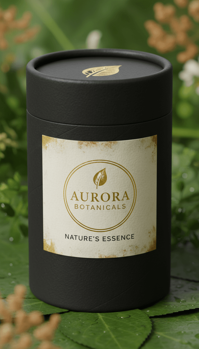 Custom packaging with a branded label in close-up