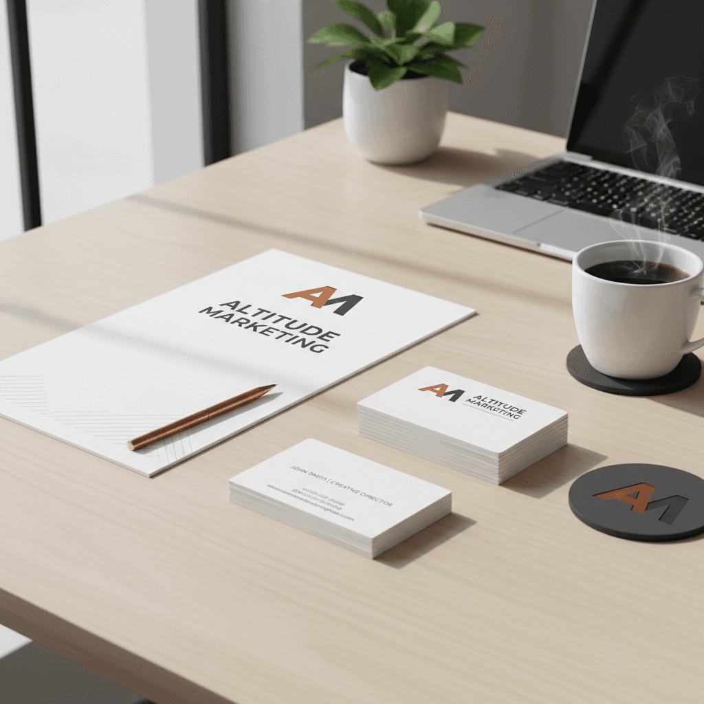 Brand identity stationery mockup with business cards and letterhead