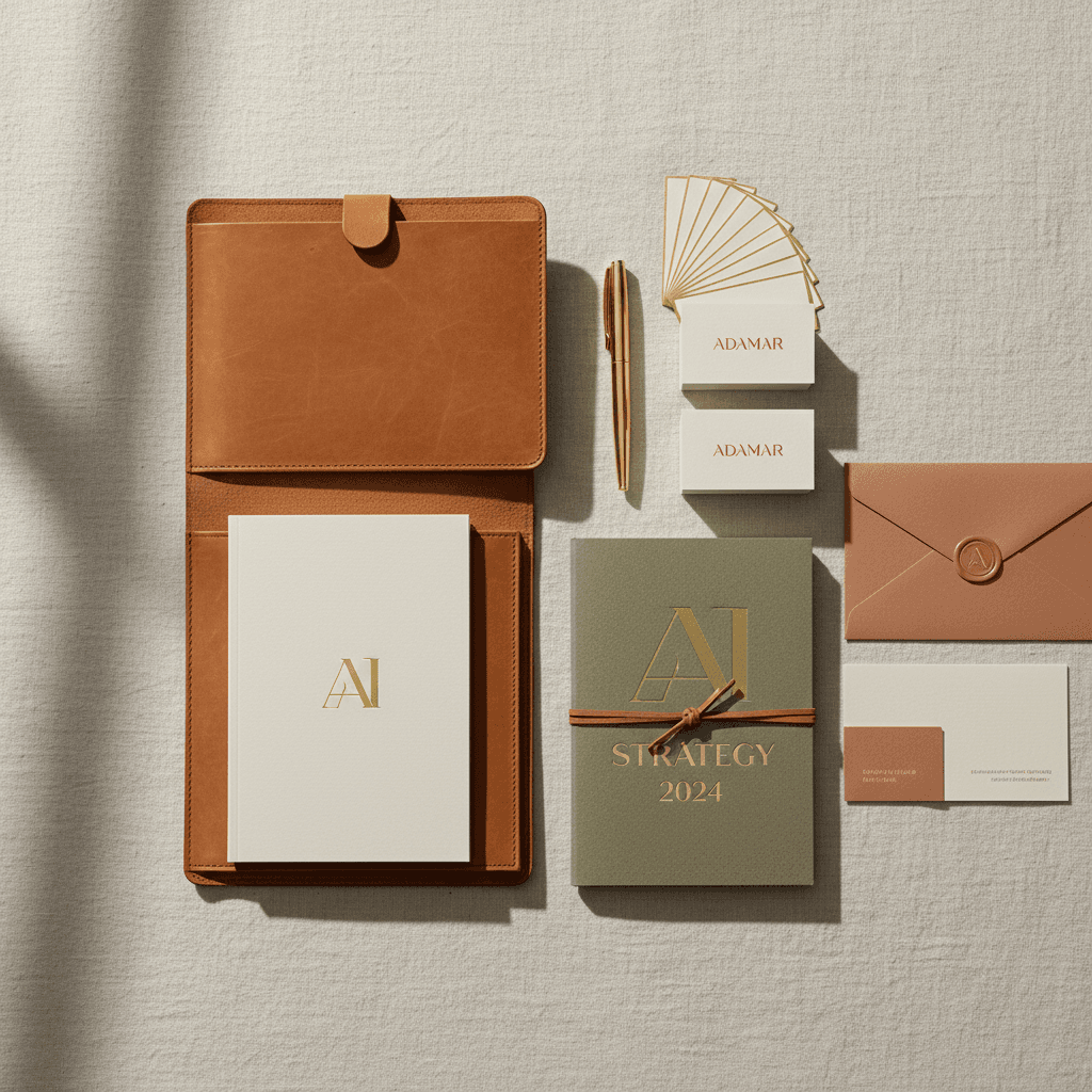 Elegant business stationery set with matching brand design