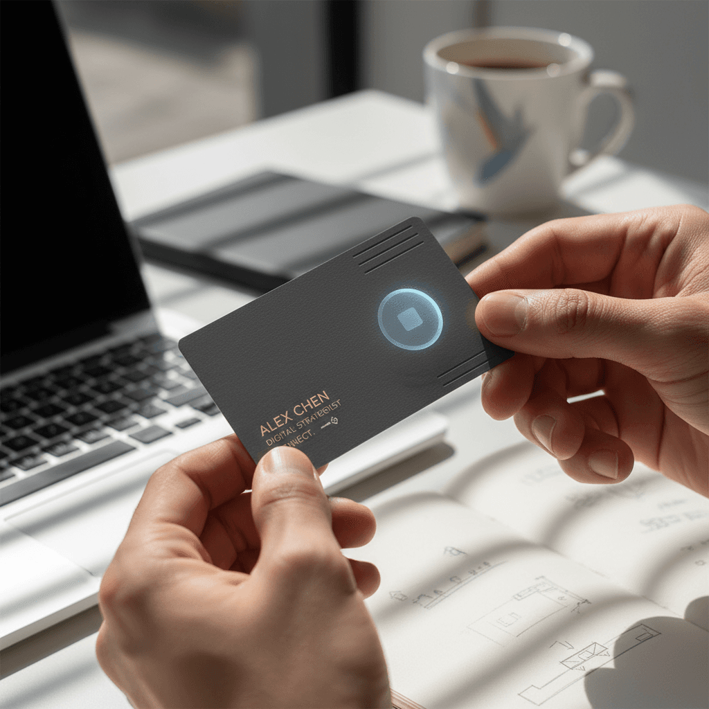 Minimalist business card mockup on a clean surface
